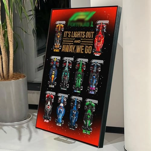 Wall Mount Display Frame - 40x120CM Black for Le*go 77242-77252 F1 Racing Car