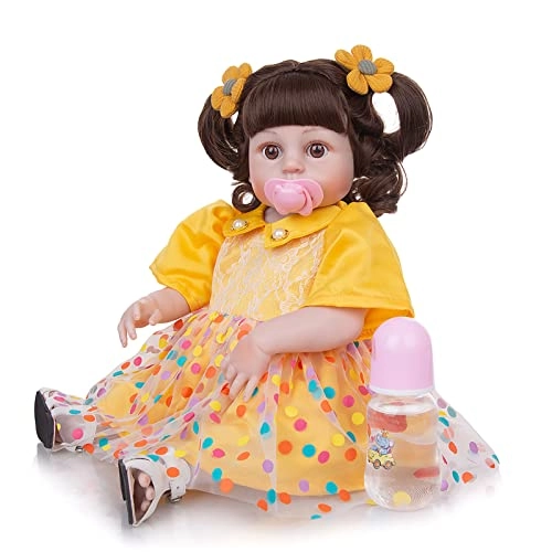Reborn Baby Doll - 19 Inch Vinyl Yellow Dress Ages 3+