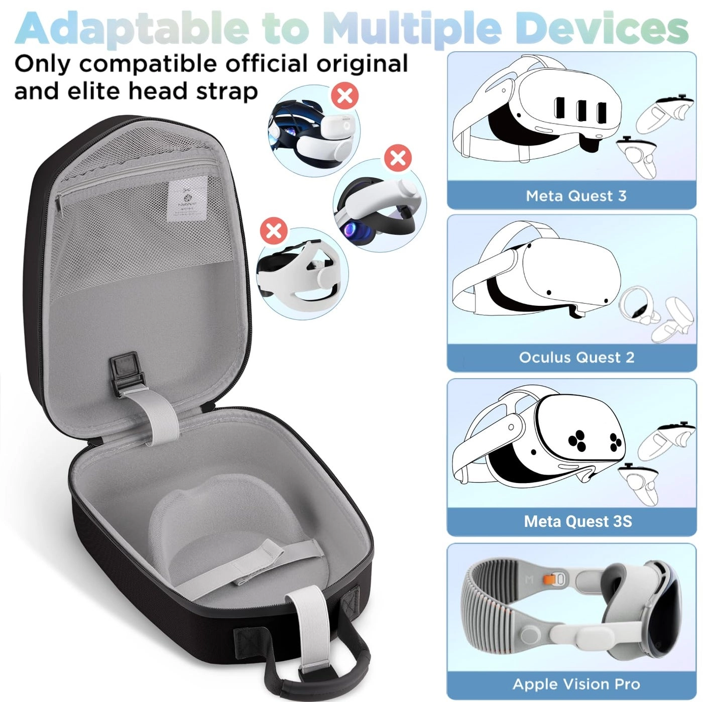 Hard Carrying Case - Compatible with Meta Quest 3S, Quest 3, Quest 2, Vision Pro
