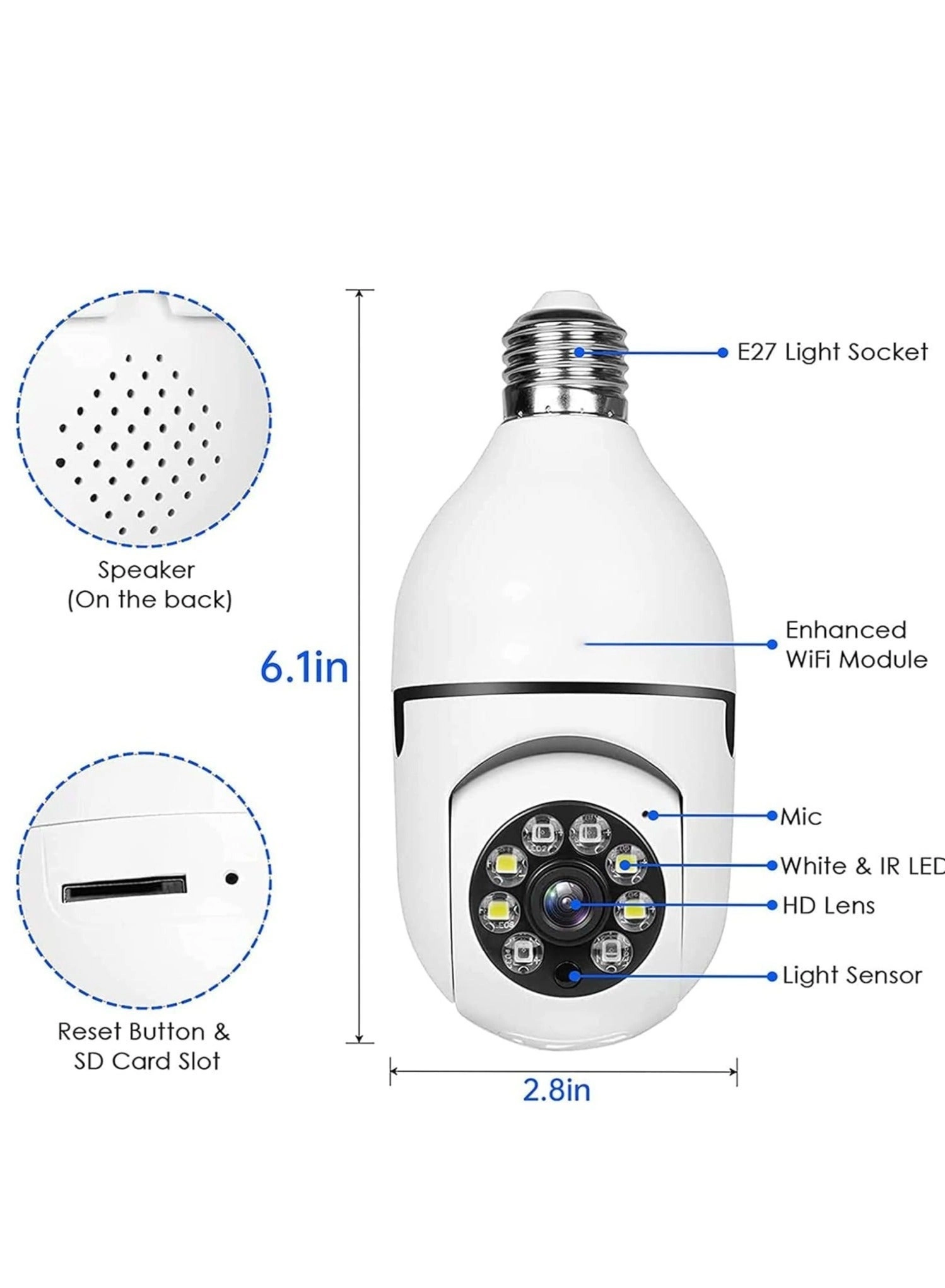 WiFi Light Bulb Camera 1080P Pack