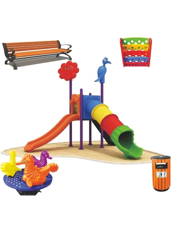 Multi Purpose Kids Outdoor Playing Equipments - 770x320x280cm 2+ Years