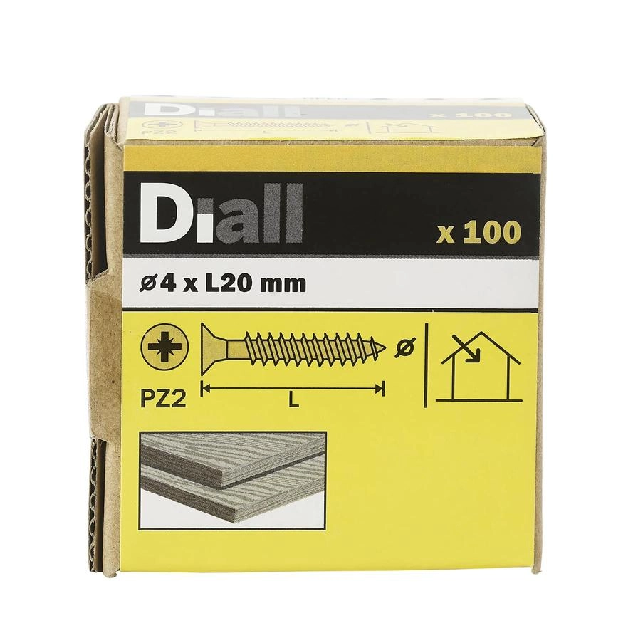 Diall Zinc-Plated Carbon Steel Wood Screw - 20 mm 4 mm