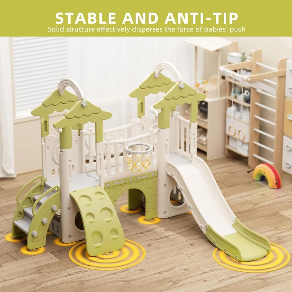 Kids Slide, Climber & Basketball Hoop - Indoor/Outdoor Suitable for 12 months+