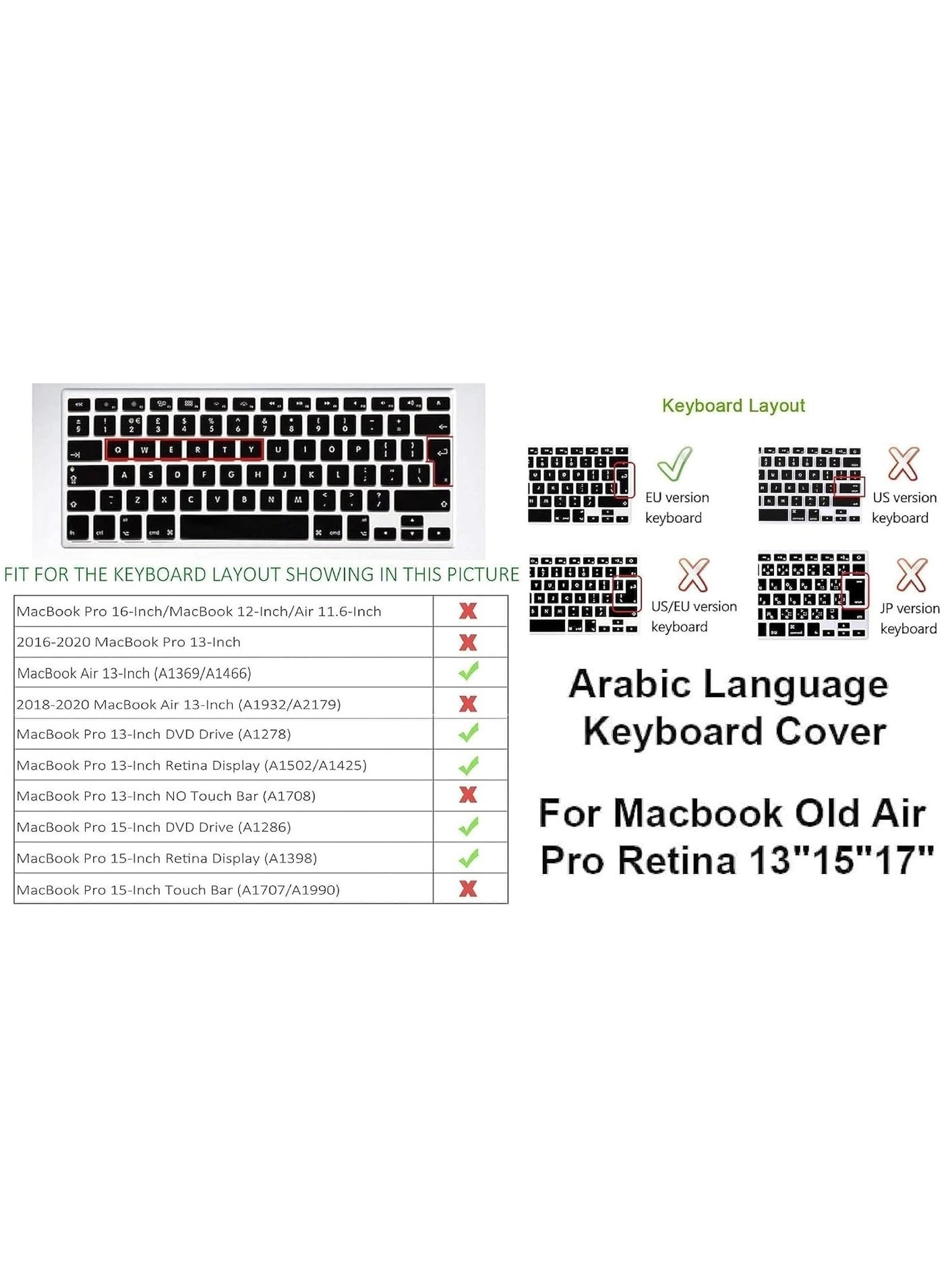 Keyboard Cover - US Layout Arabic/English