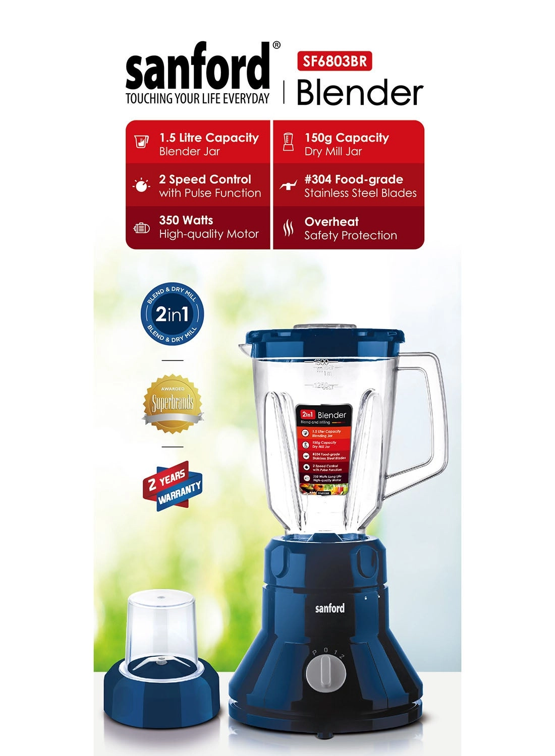 Sanford 2 IN 1 BLENDER - 350W