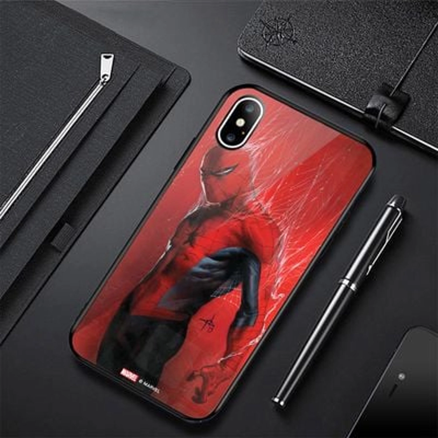 Webbed Spiderman Back Case for iPhone Xs