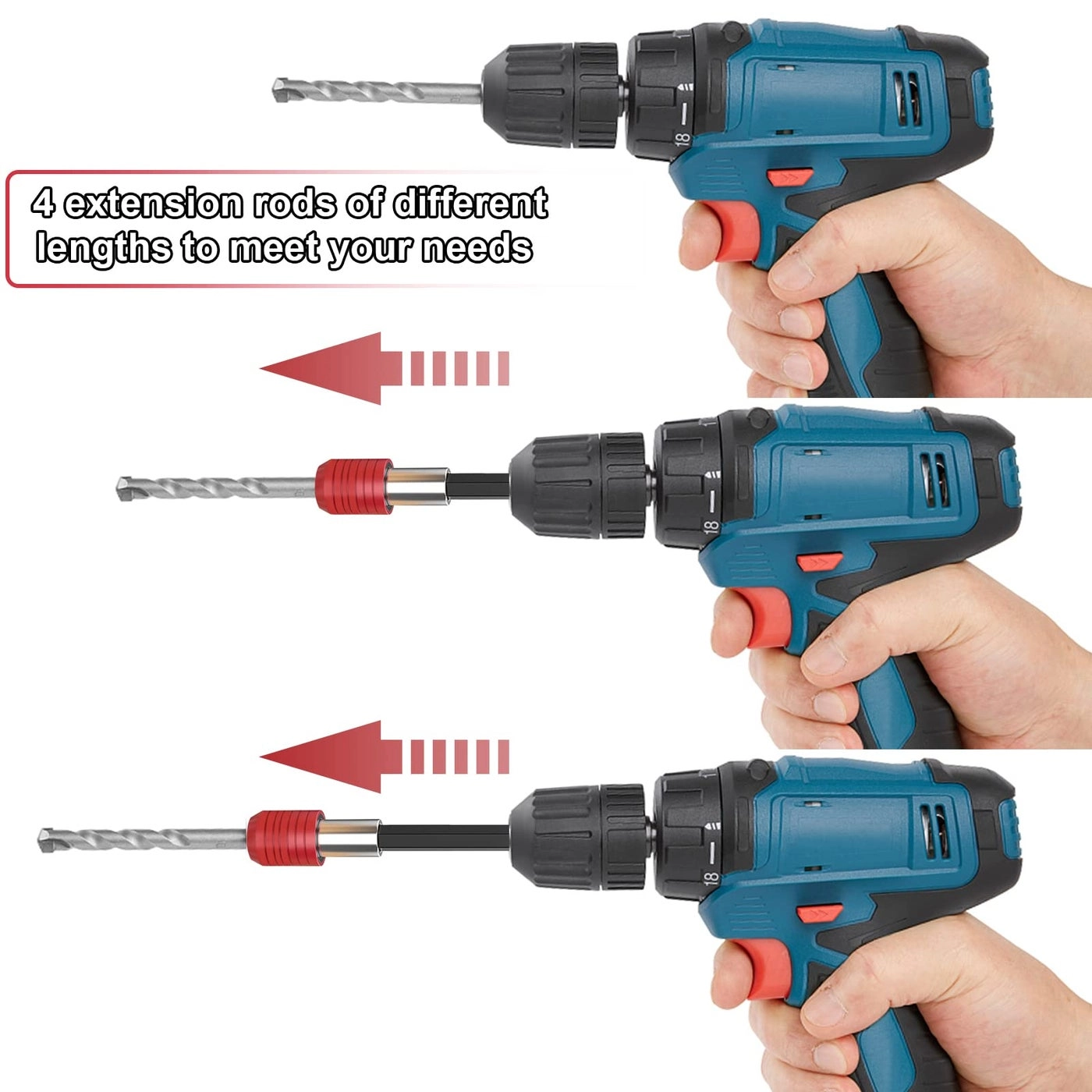 Drill Bit Extension - 60mm 100mm 150mm 300mm 1/4 inch