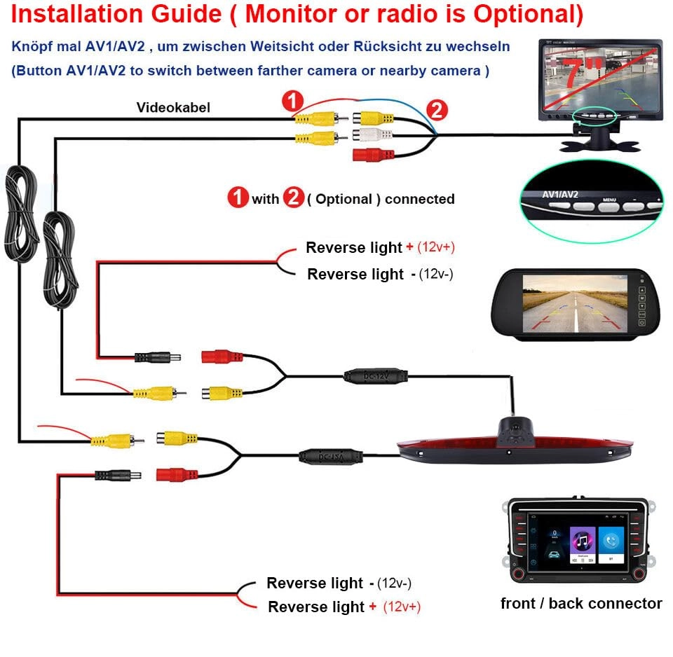 TFT LCD Monitor + Reversing Camera - Night vision 1280 x 720