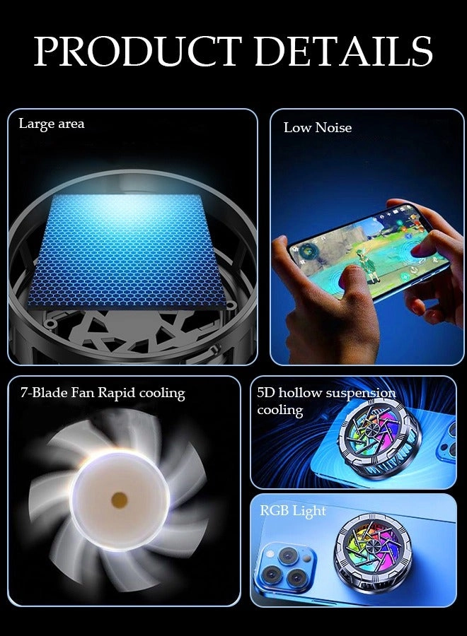 Magnetic Semi-Conductor Phone Cooling Fan - 2 Speed RGB Lights