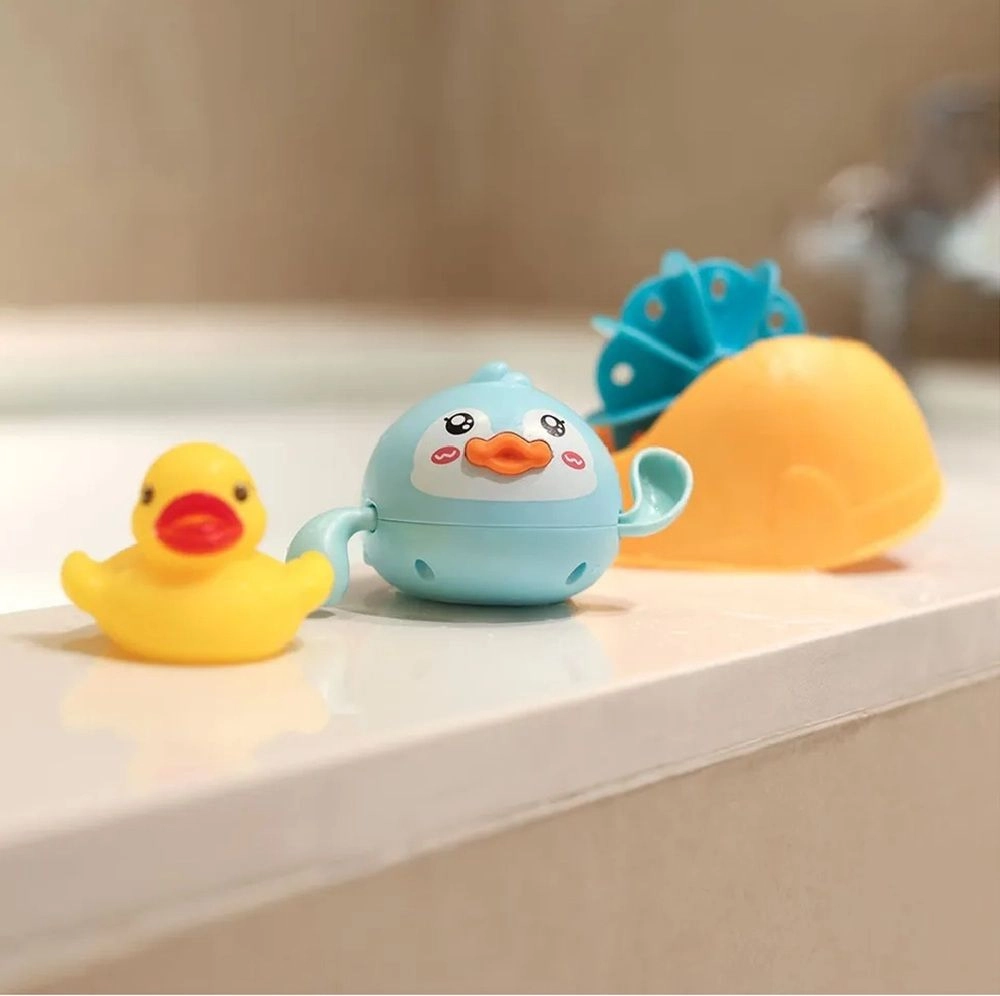 Baby Bath Pad - Pink + Floating Duck Bath Toys - 4 x
