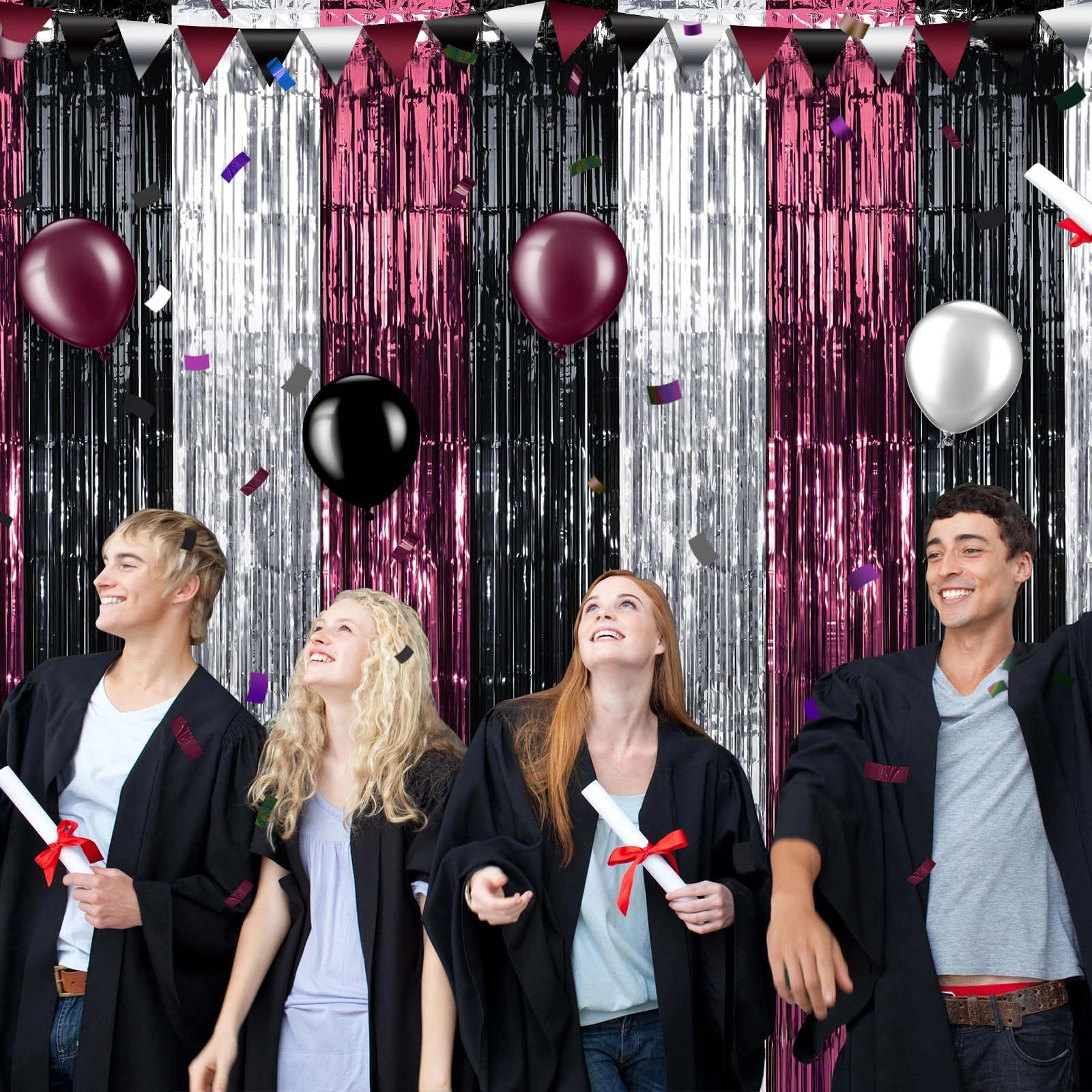 Foil Fringe Curtain - 3 Birthday Graduation Prom Wedding Pack