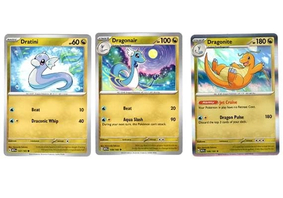 Pokémon Evolution Card Set - Dragonite 149/165 Dragonair Dratini Holo Rare