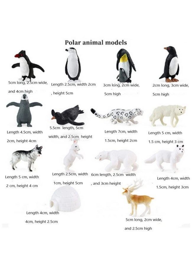 Realistic Polar Animals Figurines - Mini Arctic Animals Tundra Deer & Bear Fox 14 pcs