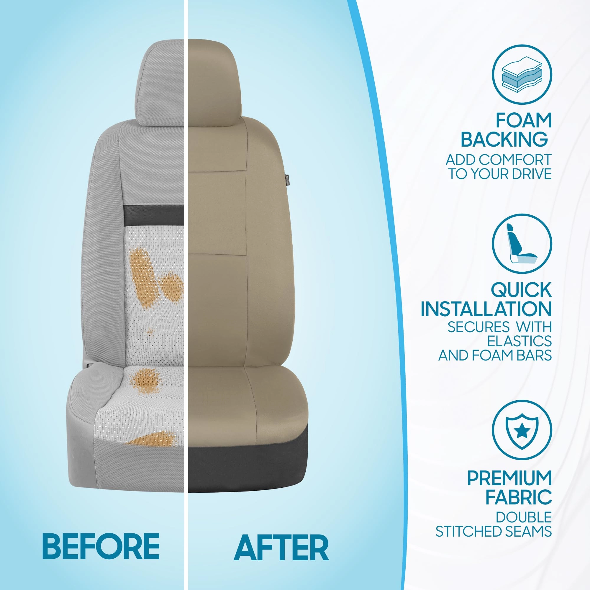 PolyPro Car Seat Covers - Solid Beige Universal Fit