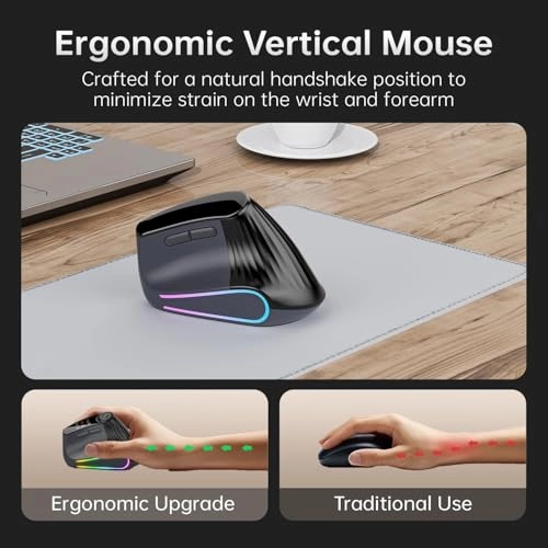 Ergonomic Vertical Mouse - Bluetooth 5.0 2.4GHz