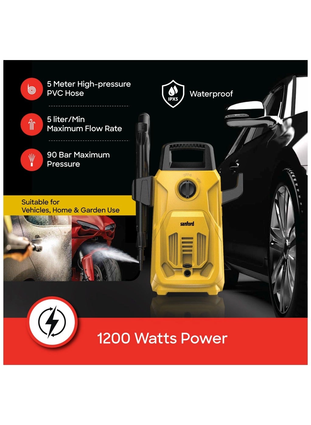 SF8503HPW - 1200W 90 Bar 5Mtr PVC Hose