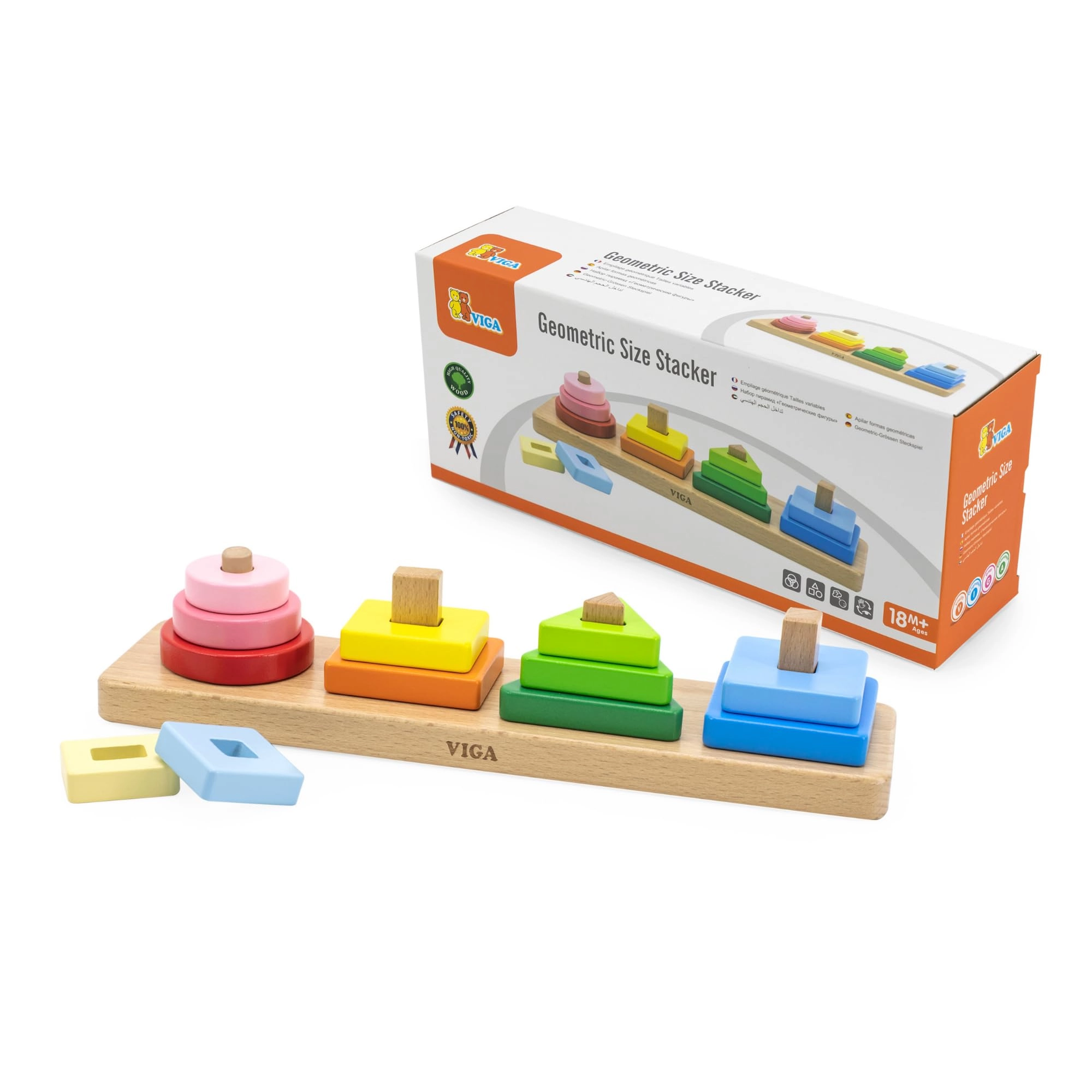 Viga Toys Geometric Size Stacker - 18.0 months