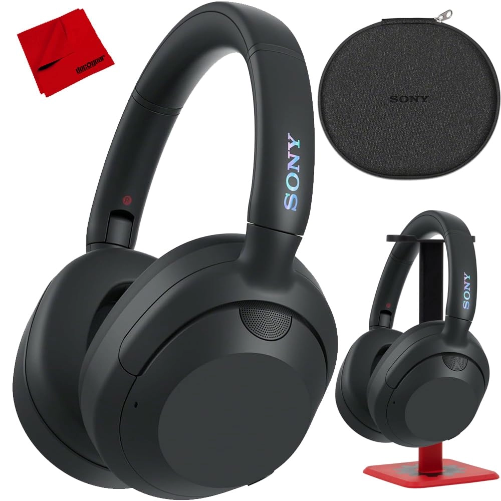 Sony ULT WEAR Wireless Headphone - Pro Audio Headphone Stand + Full-Sized Premium Hard Body Professional Headphone Case + Microfiber Cleaning Cloth