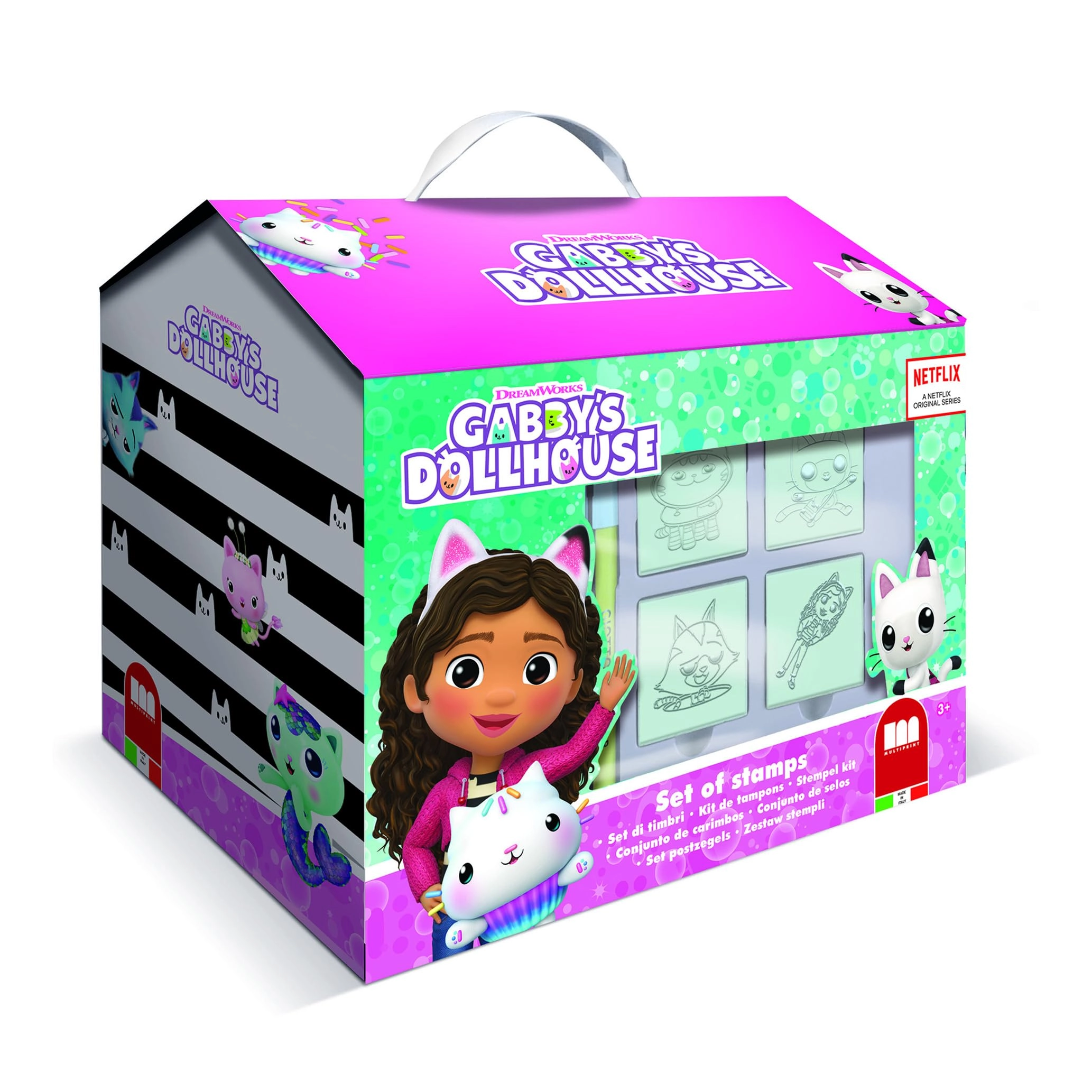 Multiprint Gabbis doll house - 7 wooden stamps washable ink 7 markers drawing book