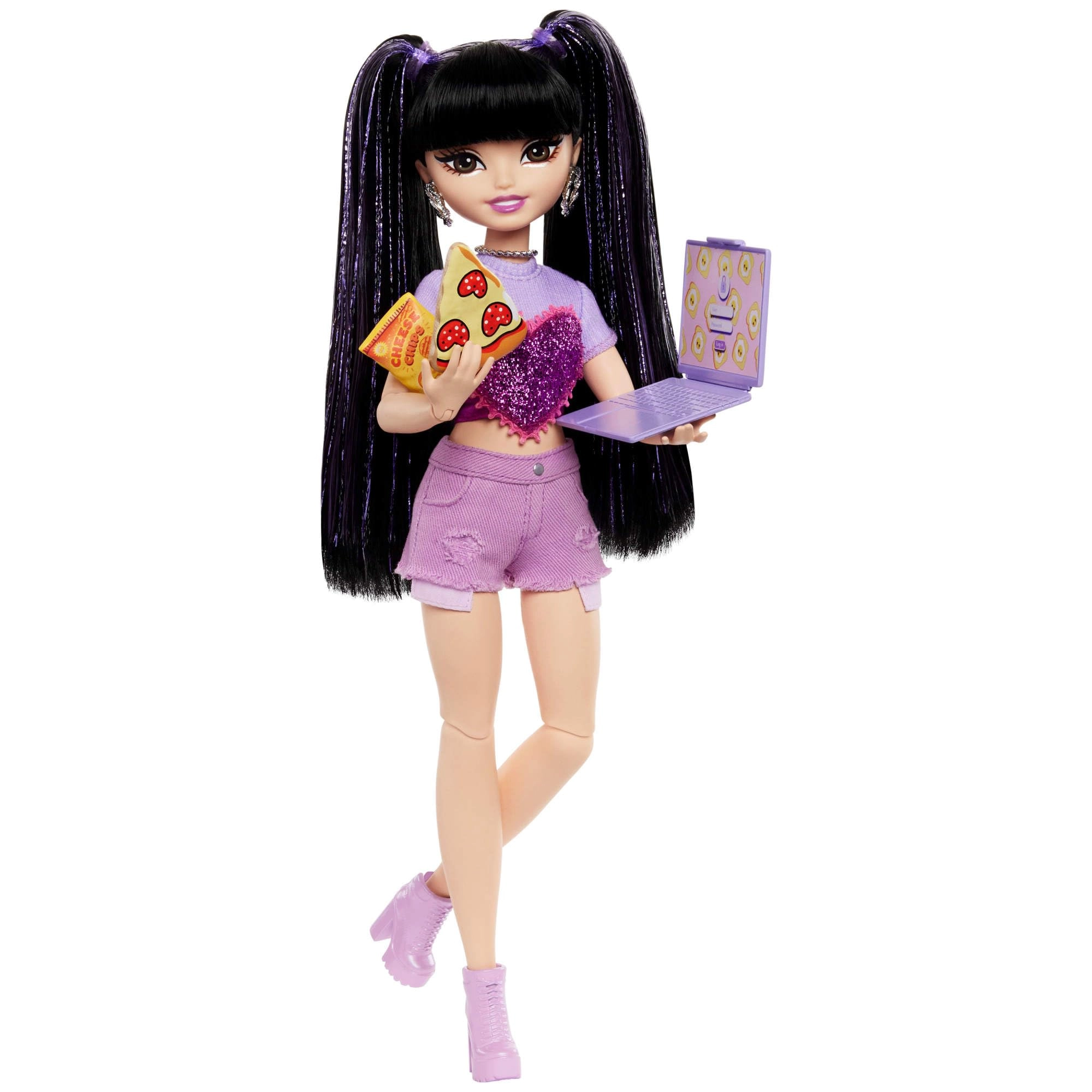 Mattel Barbie Dream Besties Renee - Long Black Hair 11 Food & Video-Themed Pieces Ages 4+
