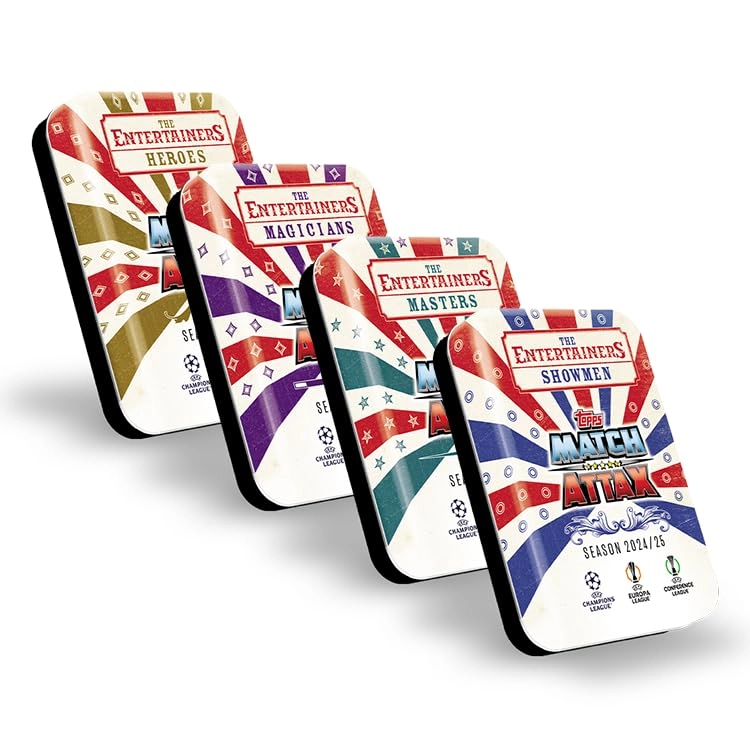 Topps Match Attax 24/25 Magicians Booster Tin + Match Attax 24/25 Heroes Booster Tin + Match Attax 24/25 Showmen Booster Tin + Match Attax 24/25 Masters Booster Tin - 120pcs