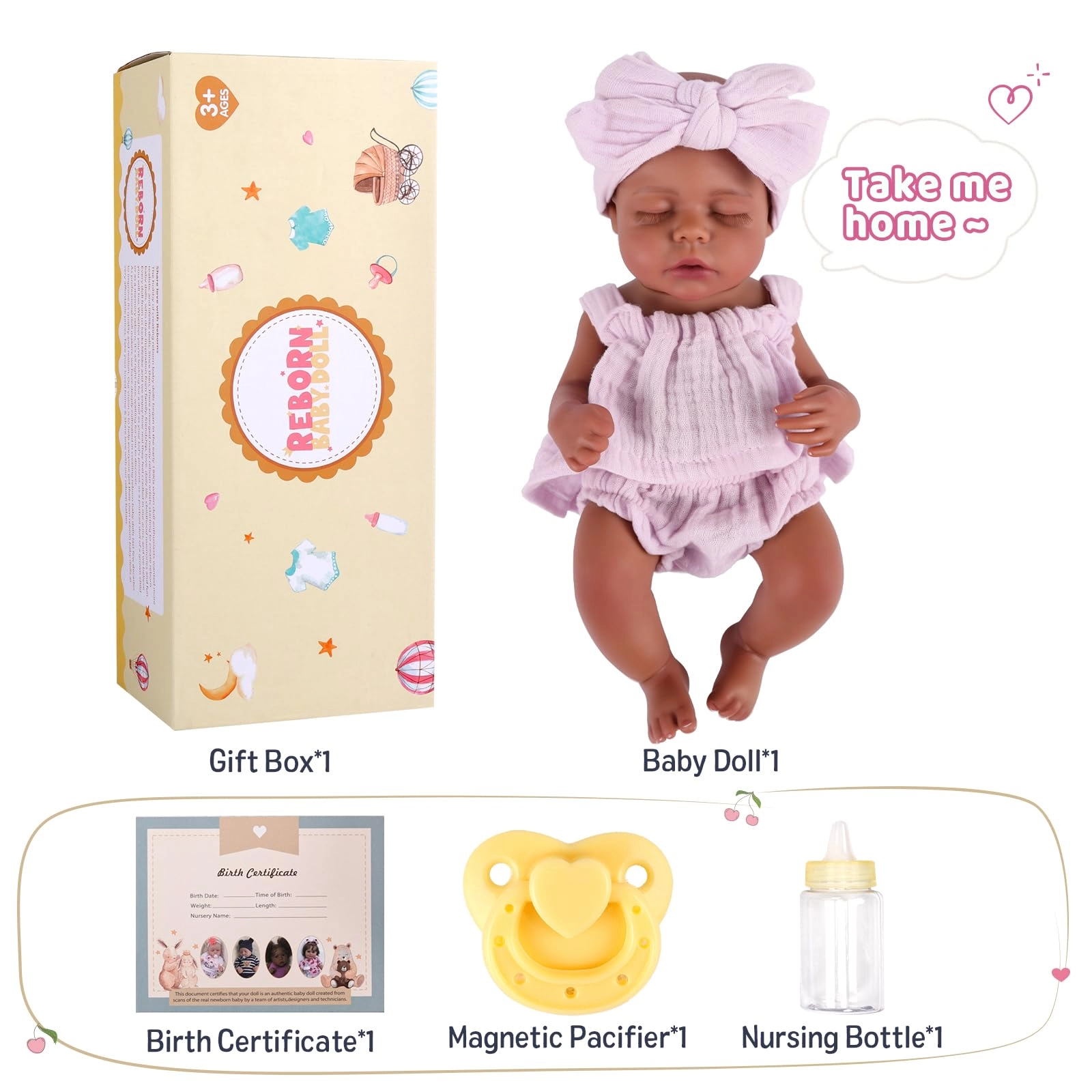 Daisy Reborn Baby Doll - 12 Inch Black Girl Ages 3+