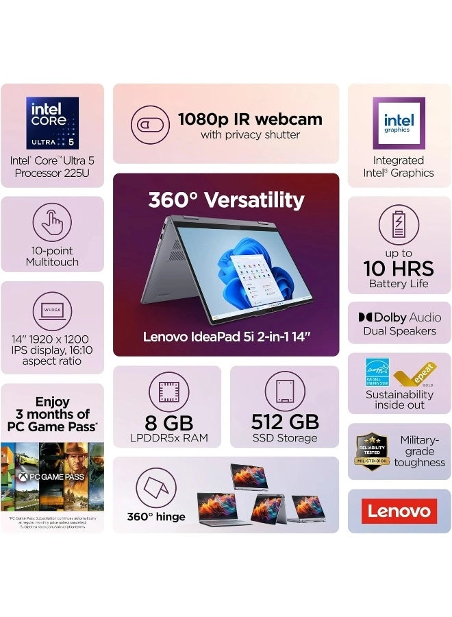 IdeaPad 5 83KR0047US - 14'' Core Ultra 5 255U 8GB DDR5 512GB SSD