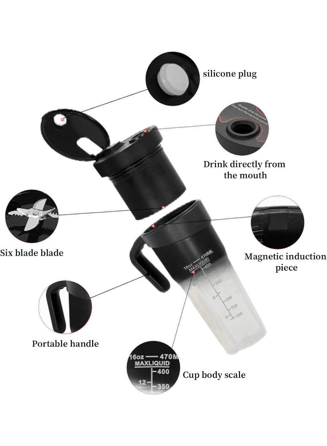 Wireless Portable Blender - USB-C Rechargeable IP8 Waterproof One-Touch Cleaning