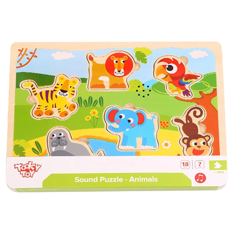 Tooky Toy Wooden Animals Sound Puzzle - 18 months+ 7 pieces