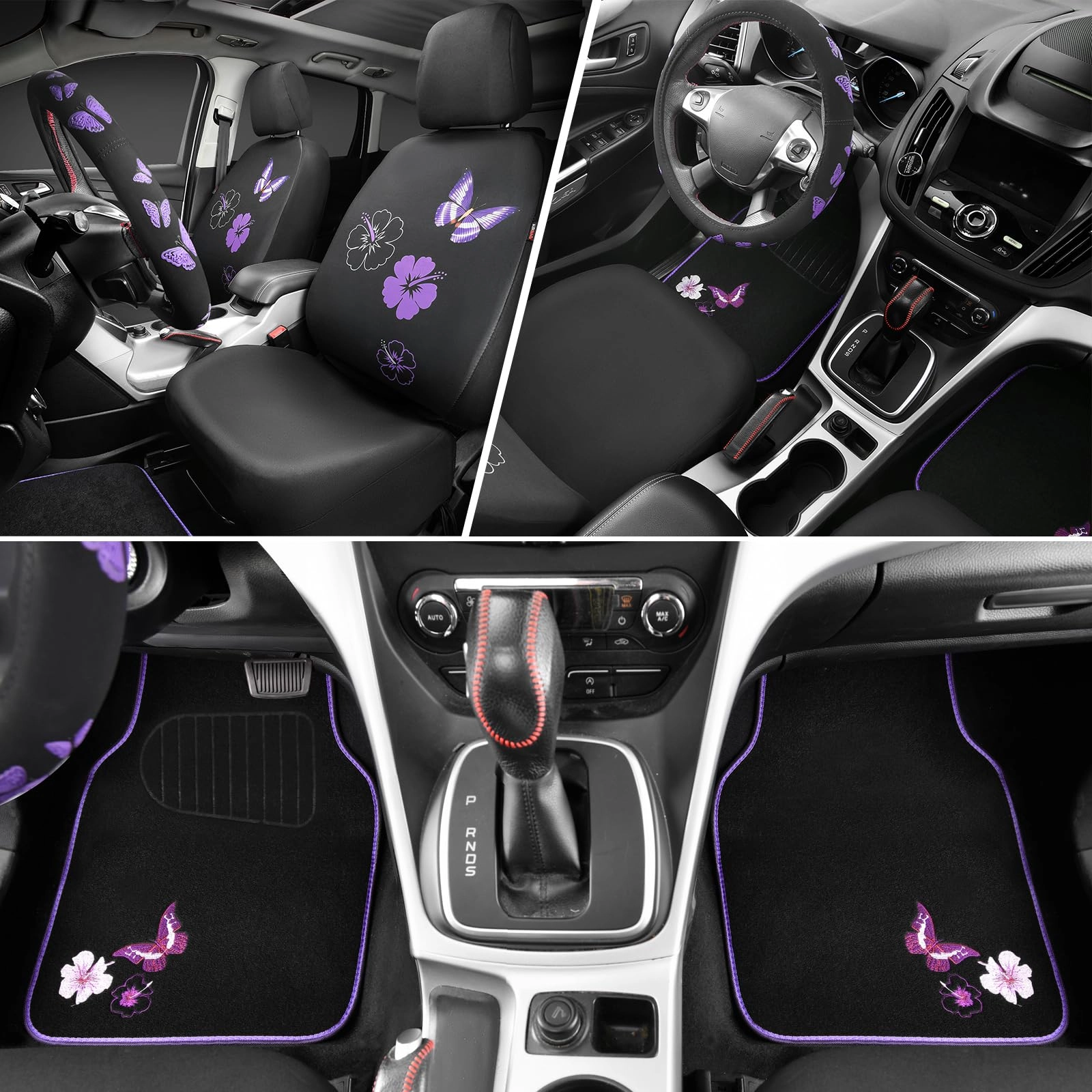 Embroidery Butterfly and Flower Car Floor Mats