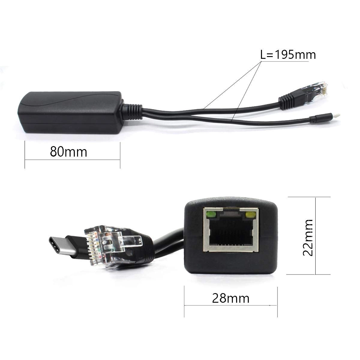 5V Gigabit PoE Splitter - DC44-56V 12W IEEE 802.3af 10/100/1000Mbps