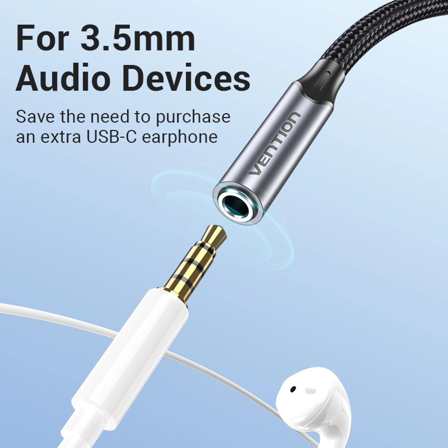 USB-C Male to 3.5MM Earphone Jack With DAC Adapter - 0.1m