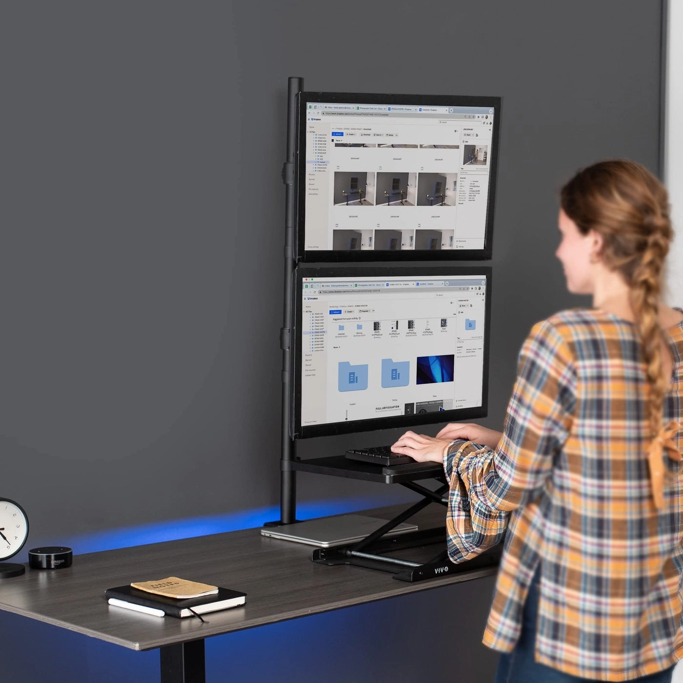 STAND-V012T - Dual 27 inches 75x75mm 100x100mm