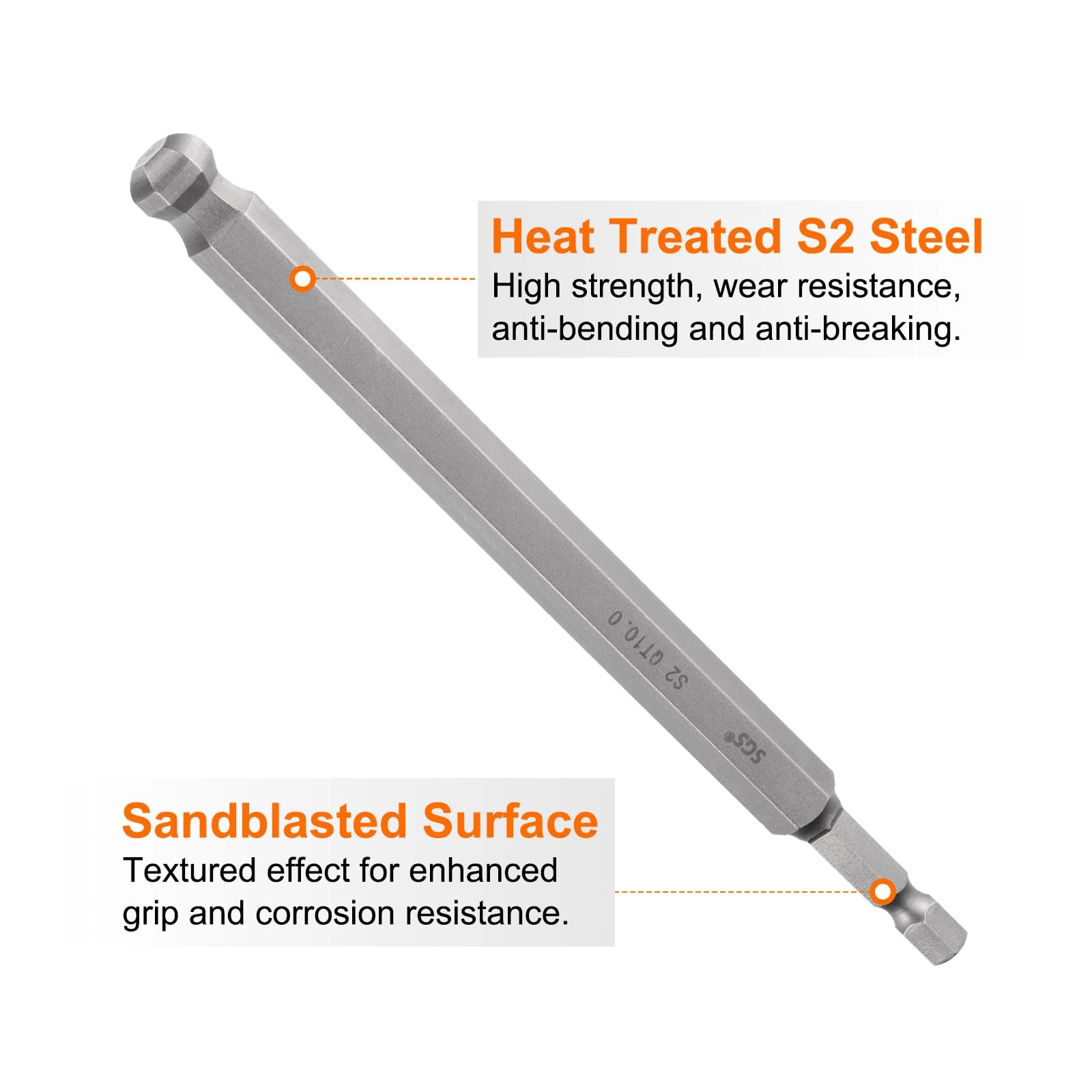 Ball End Hex Screwdriver Bit - 4pcs 150mm