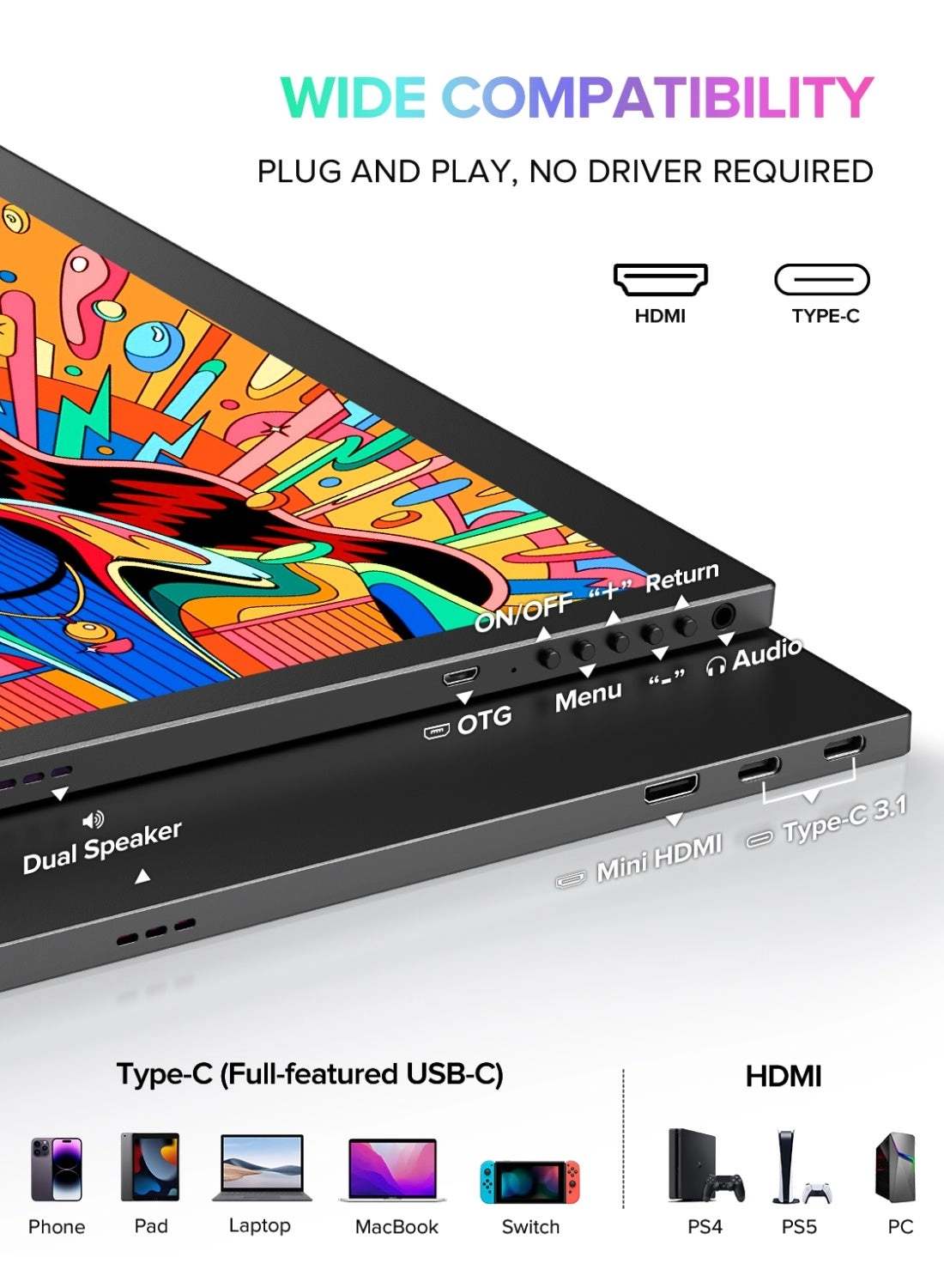 Portable Monitor - Ultra HD 18.5 inch