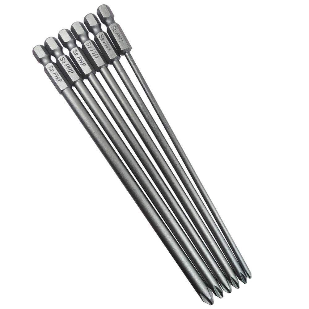 Long Phillips Head Screwdriver Bits - 6Pcs 5.9-Inch