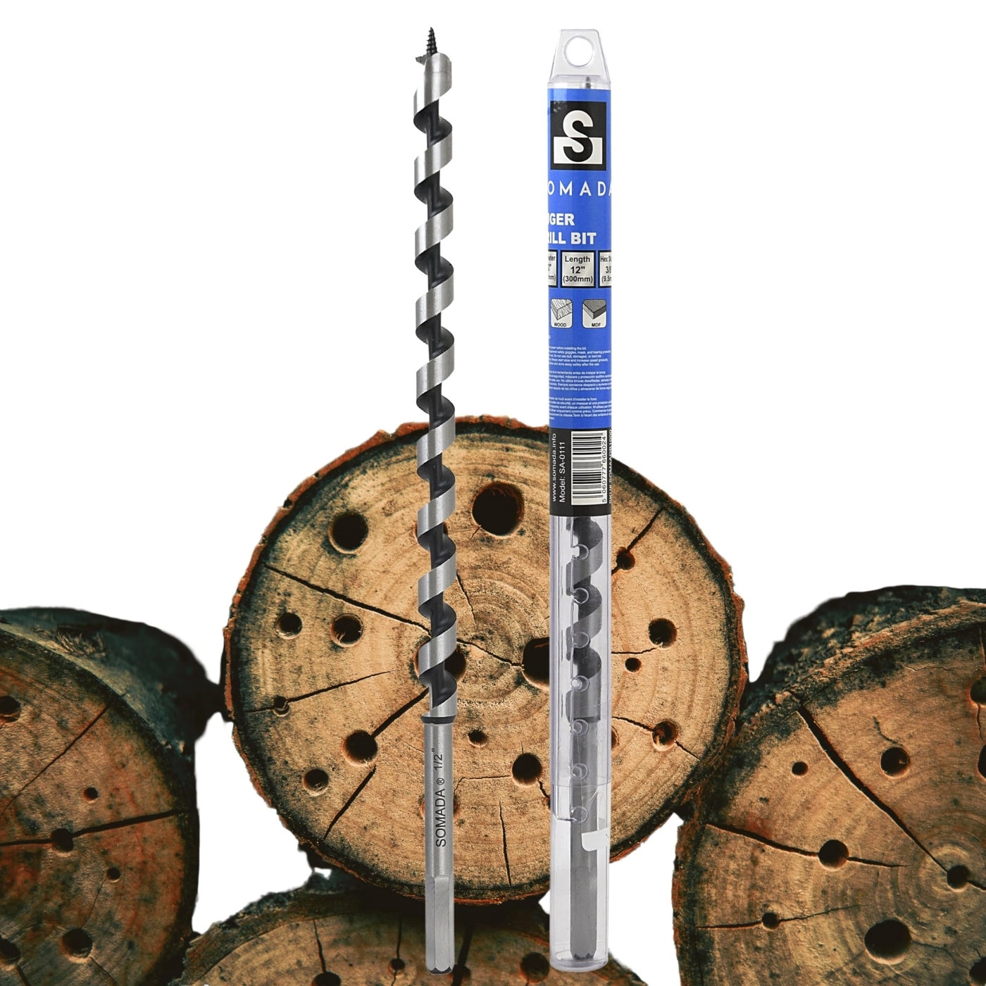 SOMADA Auger Drill Bit - 1/2-Inch x 12-Inch 3/8-Inch