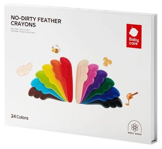 Babycare No Dirty Feather Crayons - 24 Pcs