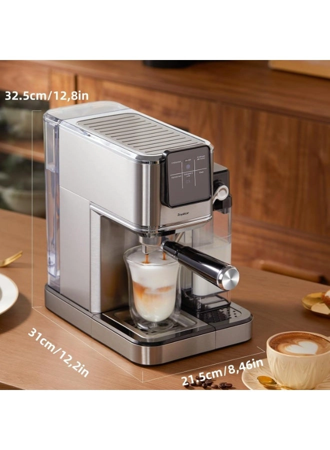 20-Bar Semi-Automatic Coffee Machine - Grinder Milk Frother