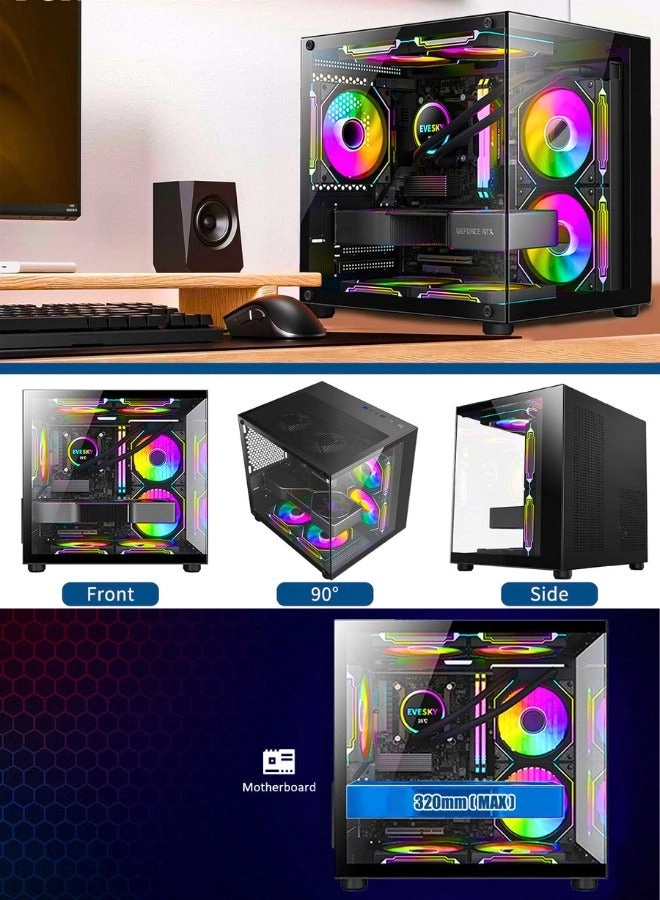 Mini-Tower PC Case - Full Side Glass Mini-ITX/Micro-ATX