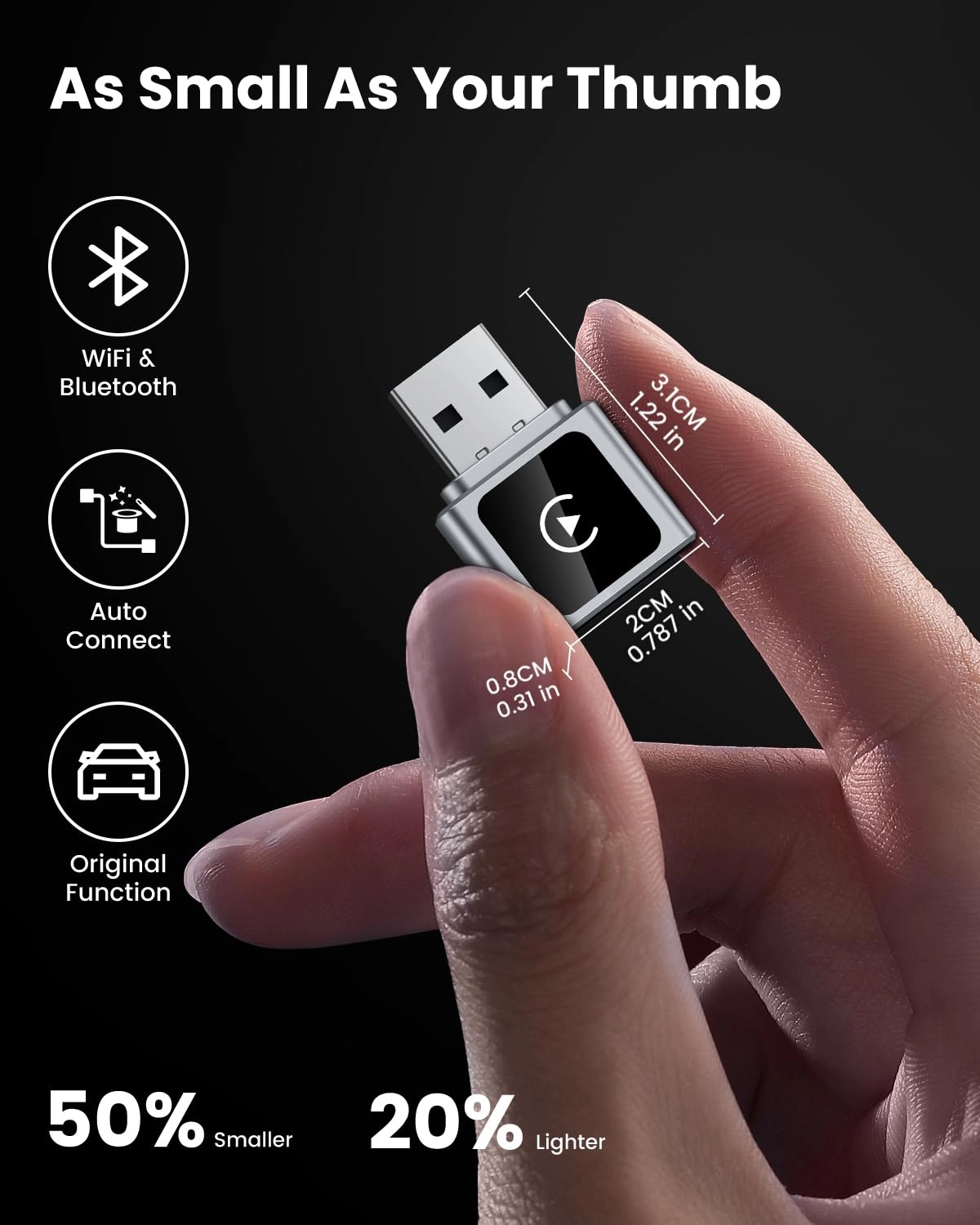 Wireless CarPlay Adapter - iPhone USB-C to USB-A