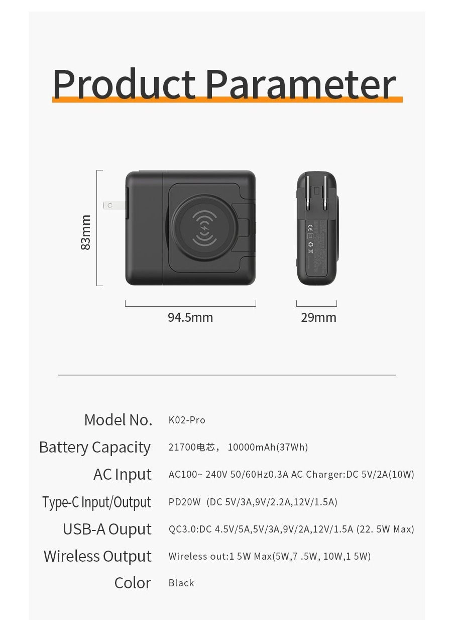 K02-PRO - 10000mAh 20W Fast charging