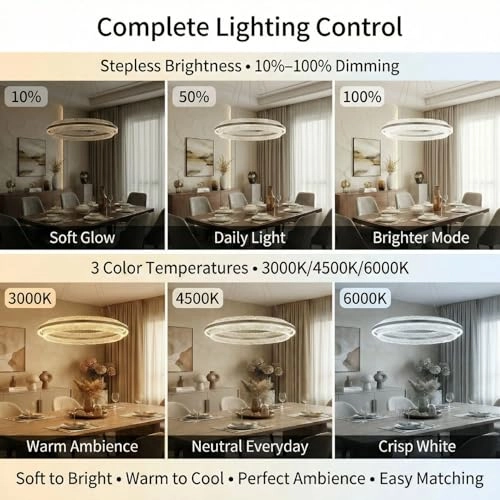 Single Ring LED Chandelier - 3000K-6000K Dimmable