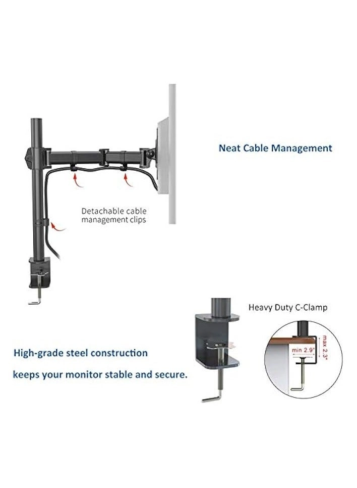 Monitor Mount Arm - Single 20 to 32 inches 75x75mm and 100x100mm