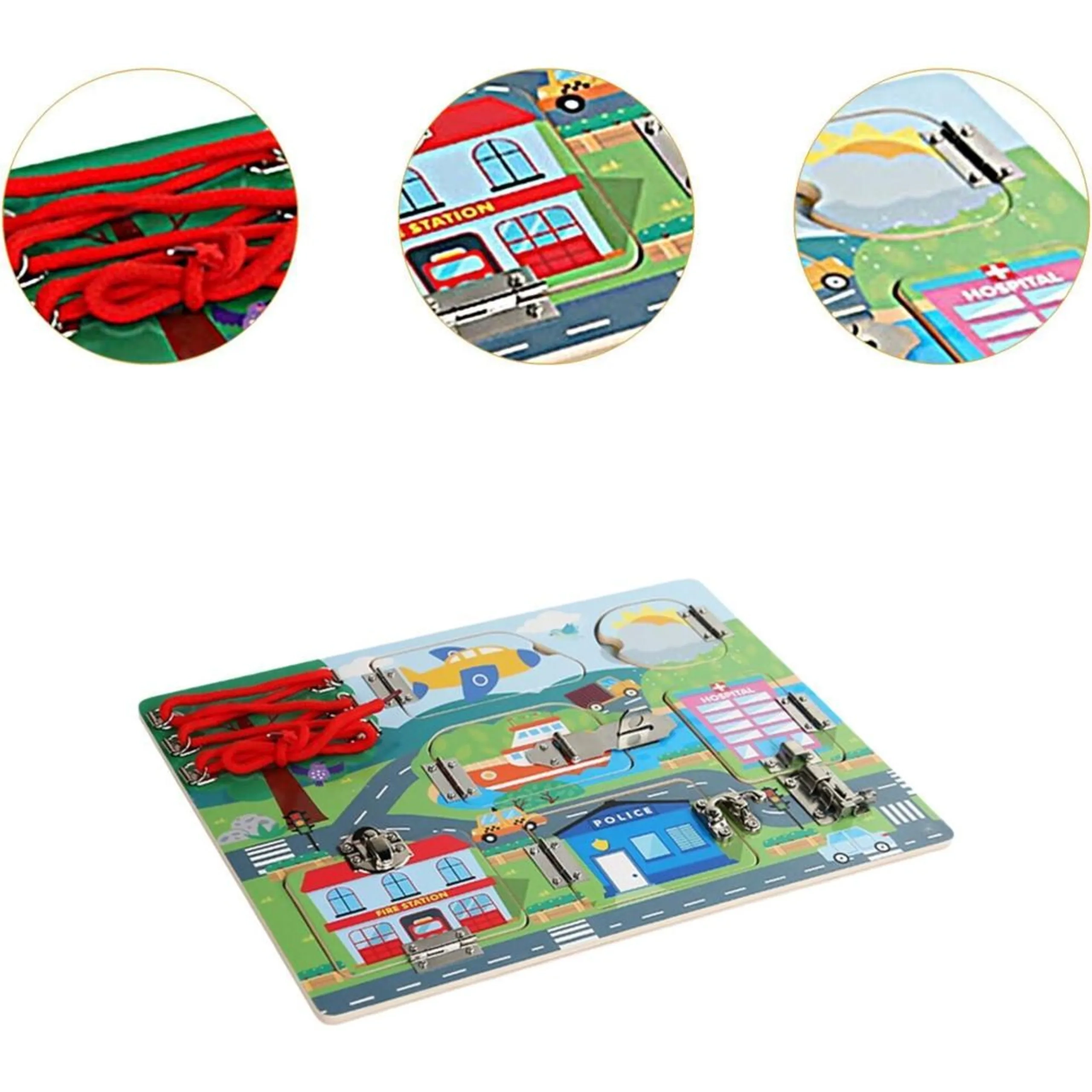 Kids Wooden Lock And Latches Busy Board - 3 +