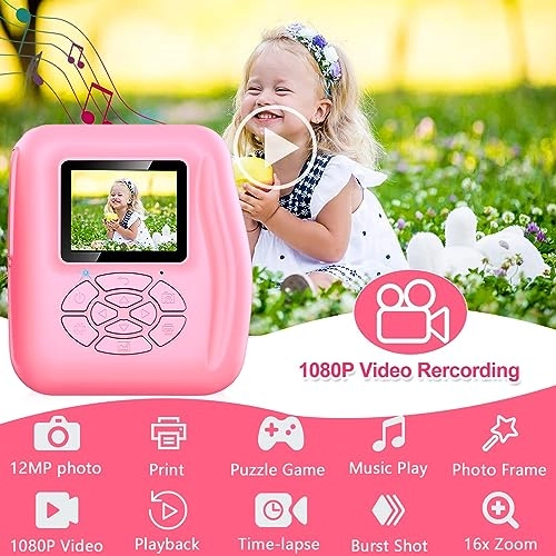Kids Instant Camera - 1080P 12MP 32GB