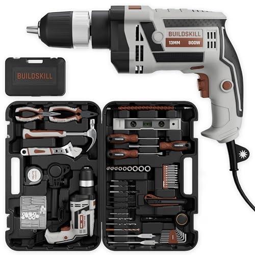 800W Corded Impact Drill Toolkit