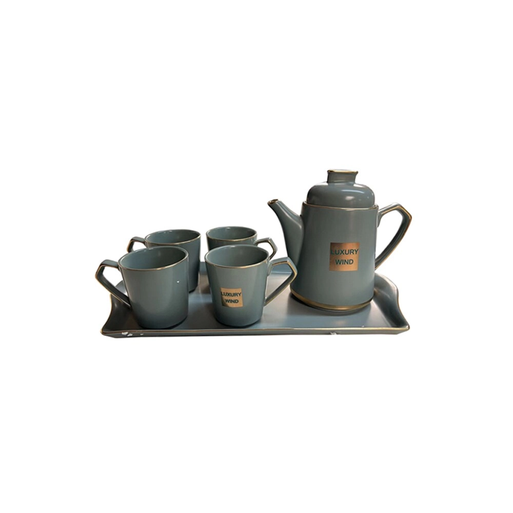 XIANGYU PLAY Ceramic Drinking Ware Cup Pot - Tea Set Gold Trim