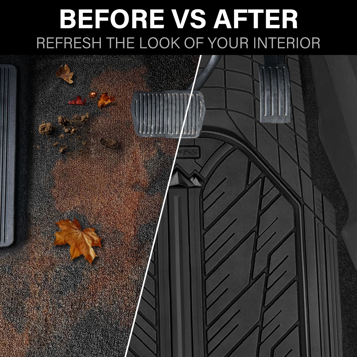 Rubber Floor Mats - All Weather Trim-to-Fit 3-Piece