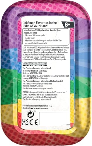 Ascended Heroes Mini Tin - 2 Booster Packs 1 Sticker Sheet